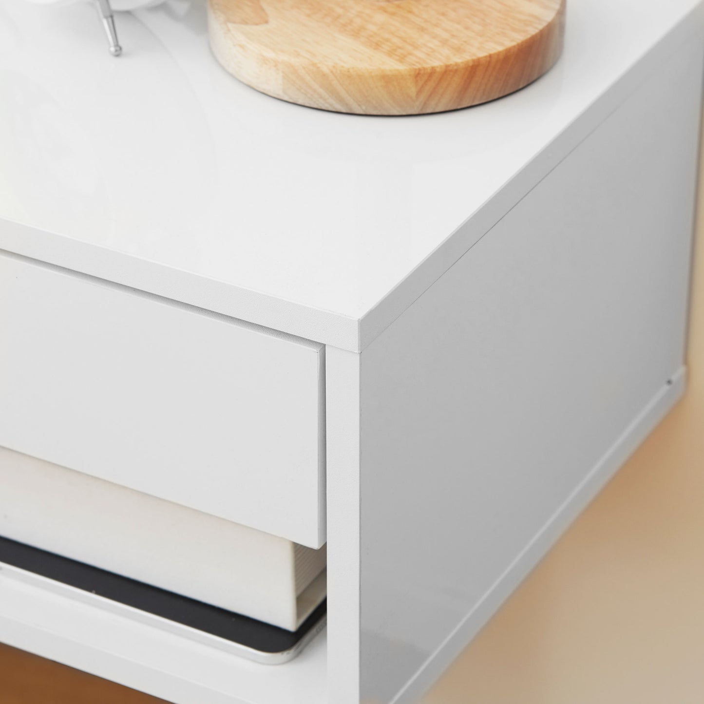 Floating Bedside Table Set of 2 Wall Mounted Nightstand W/ Drawer White