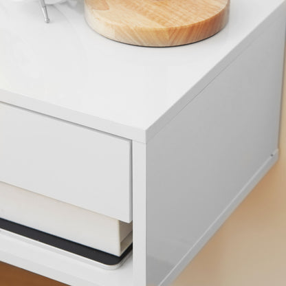 Floating Bedside Table Set of 2 Wall Mounted Nightstand W/ Drawer White