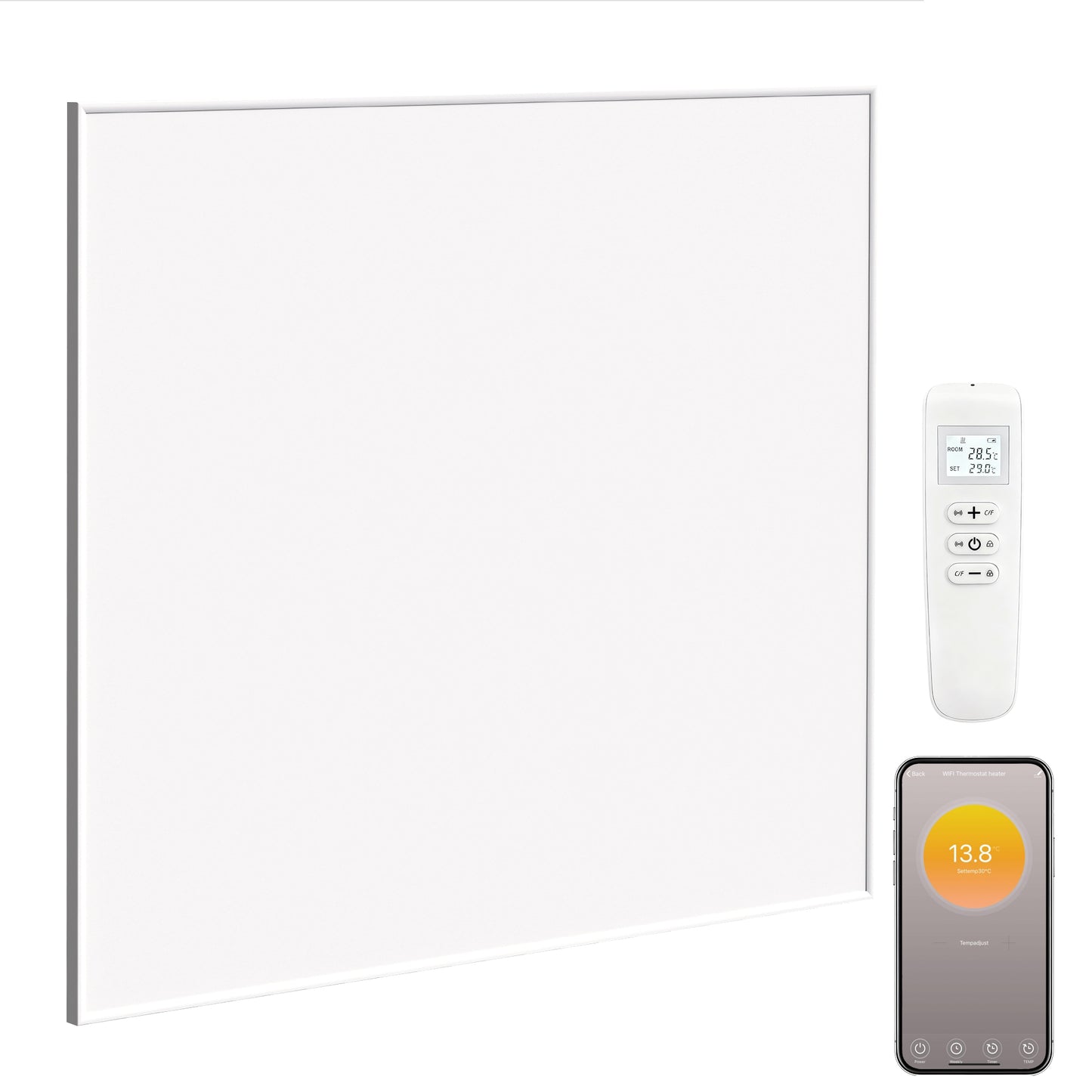 520W Smart Electric Heater, Wall Far Infrared Panel Radiator, White