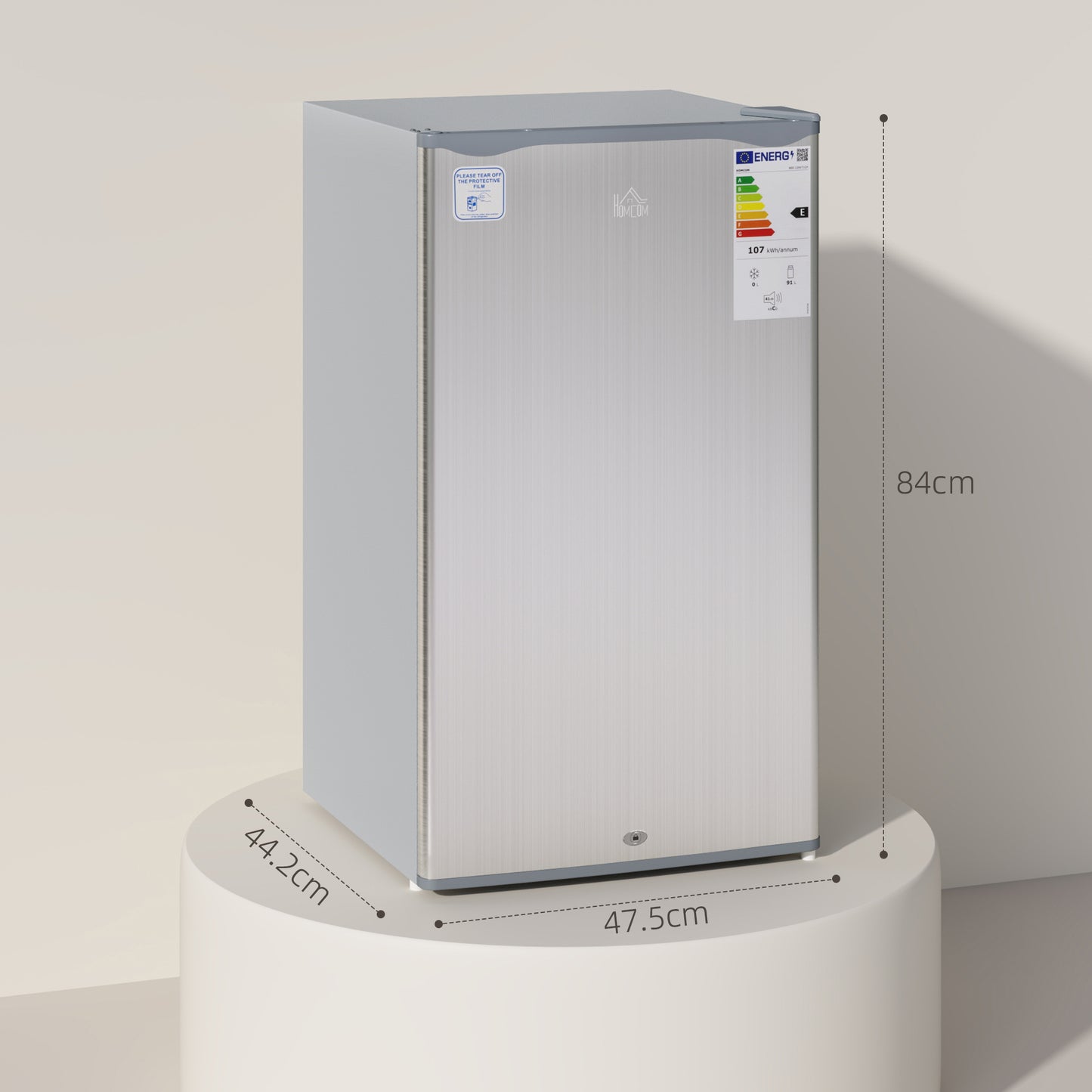 91L Freestanding Under Counter Fridge with Lock Grey