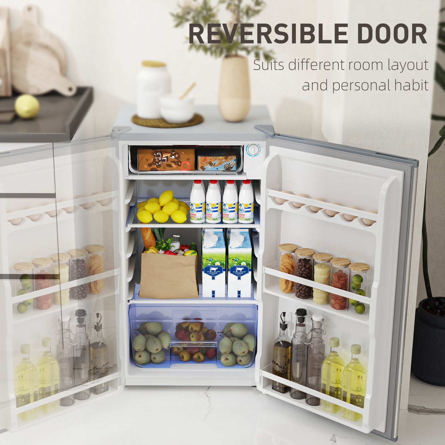 91L Freestanding Under Counter Fridge with Lock Grey