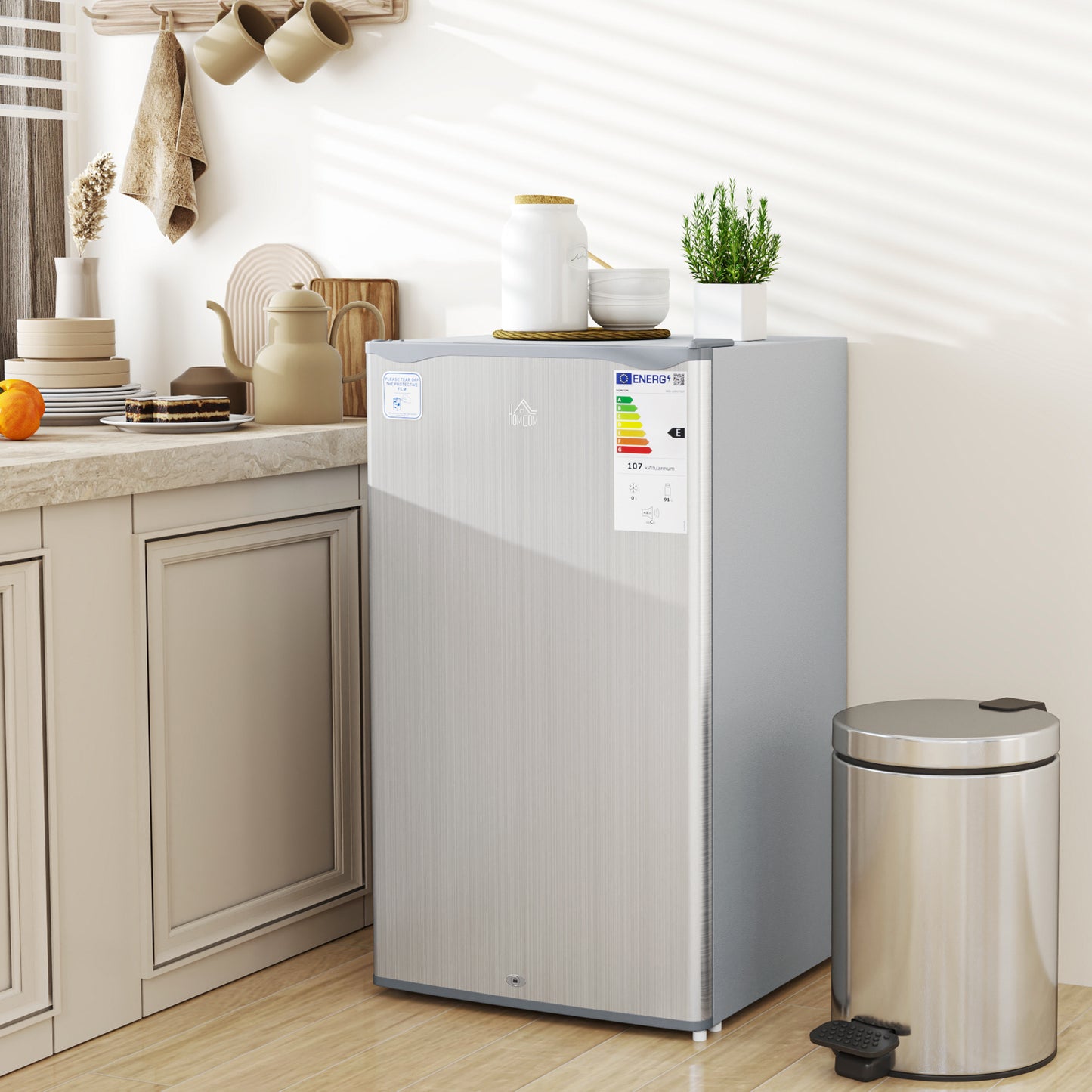 91L Freestanding Under Counter Fridge with Lock Grey