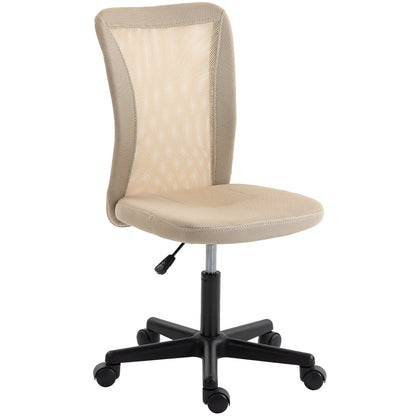 Vinsetto Armless Office Chair, Swivel Desk Chair w/ Adjustable Height Beige