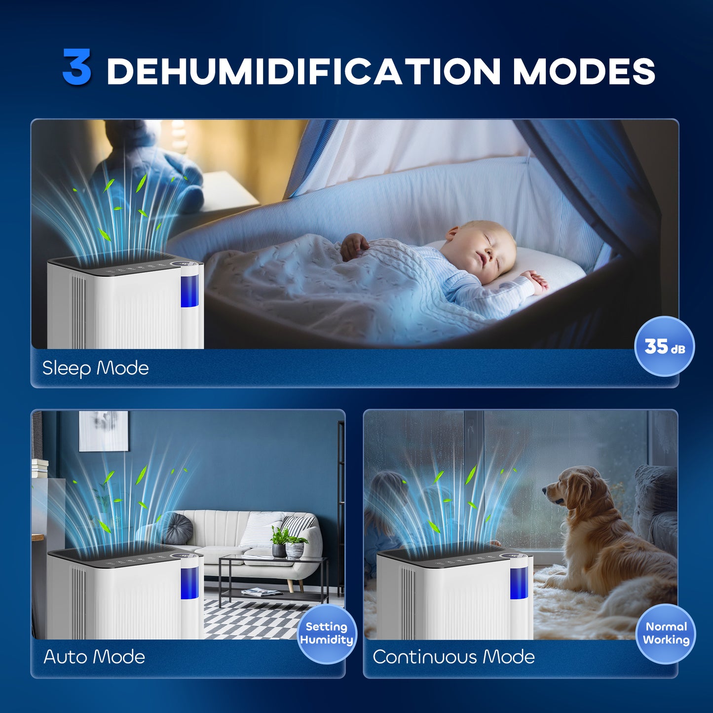 12L Dehumidifier with Filter, Auto Defrost, Children Lock, for Home