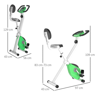 Magnetic Resistance Exercise Bike Foldable LCD Adjustable Seat Green
