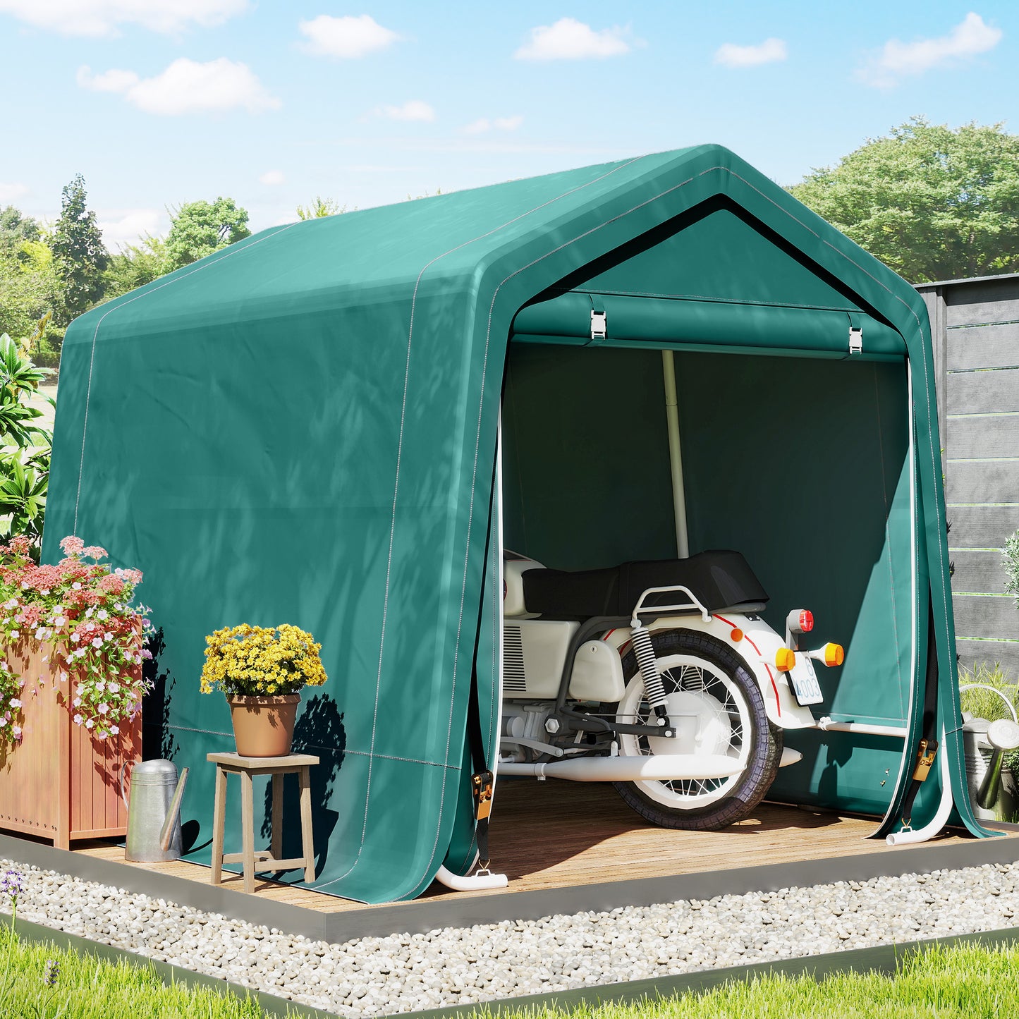Outdoor Garden Storage Shed Waterproof Bike Tent  w/ Zipper Doors