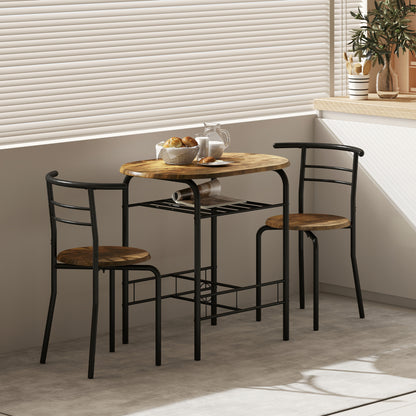 Breakfast Bar Table and Stools Set, Dining Room Set with Shelf