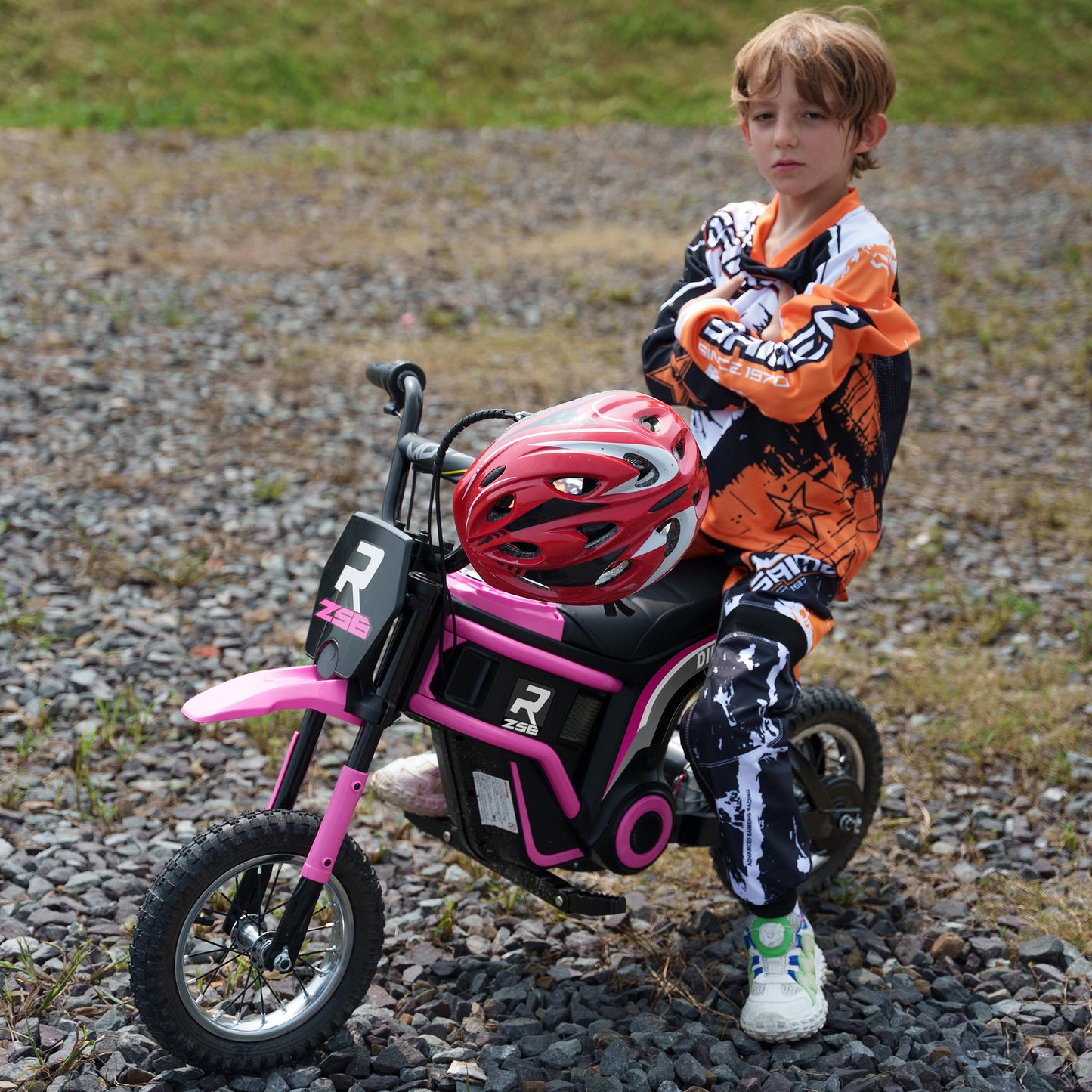 24V Kids Electric Motorbike with Twist Grip Throttle, Music, Horn - Pink