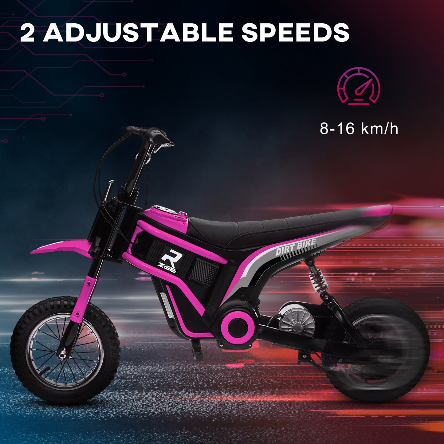 24V Kids Electric Motorbike with Twist Grip Throttle, Music, Horn - Pink