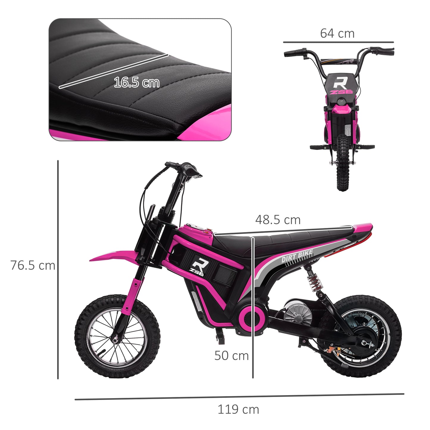 24V Kids Electric Motorbike with Twist Grip Throttle, Music, Horn - Pink