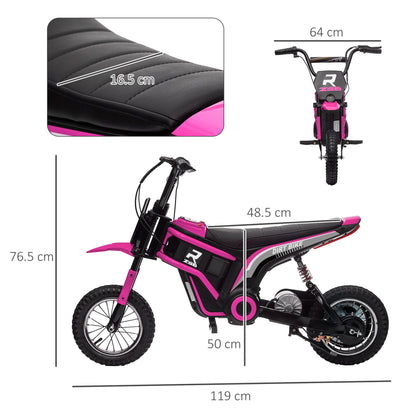 24V Kids Electric Motorbike with Twist Grip Throttle, Music, Horn - Pink