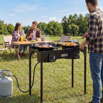 150,000 BTU Double Burner Camping Stove with Detachable Legs Black