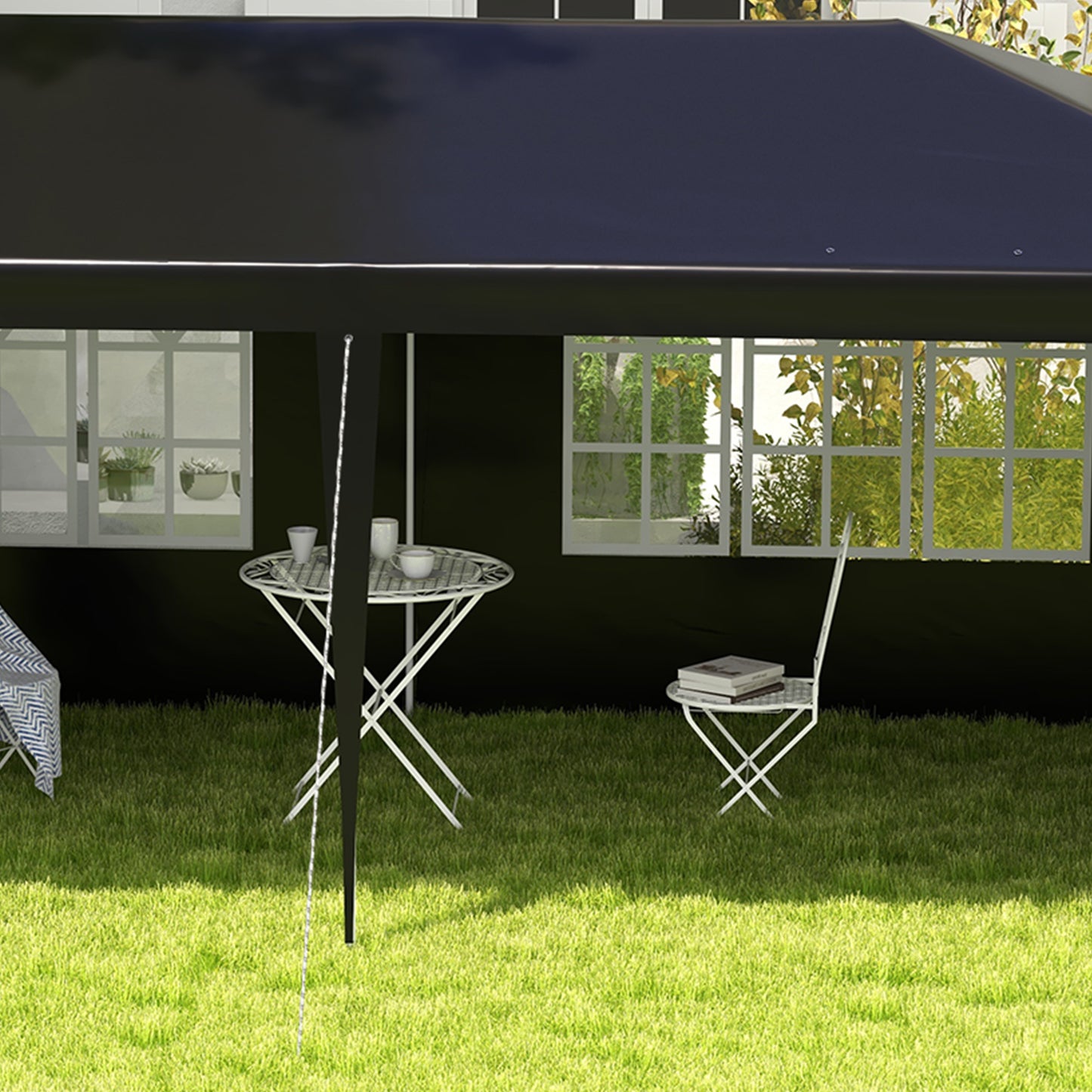 6m x 3m Garden Gazebo Marquee Canopy Party Tent Canopy Patio Black