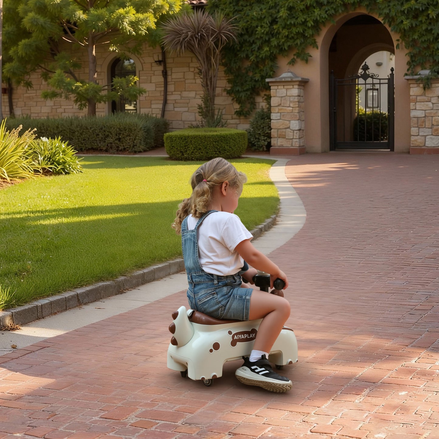 Kids Ride On Car, Dinosaur Shape Toddler Walker, Cream
