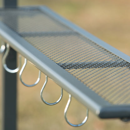 7ft Outdoor Double-tier BBQ Grill Canopy Gazebo w/ 2 Shelf, 5 Hooks