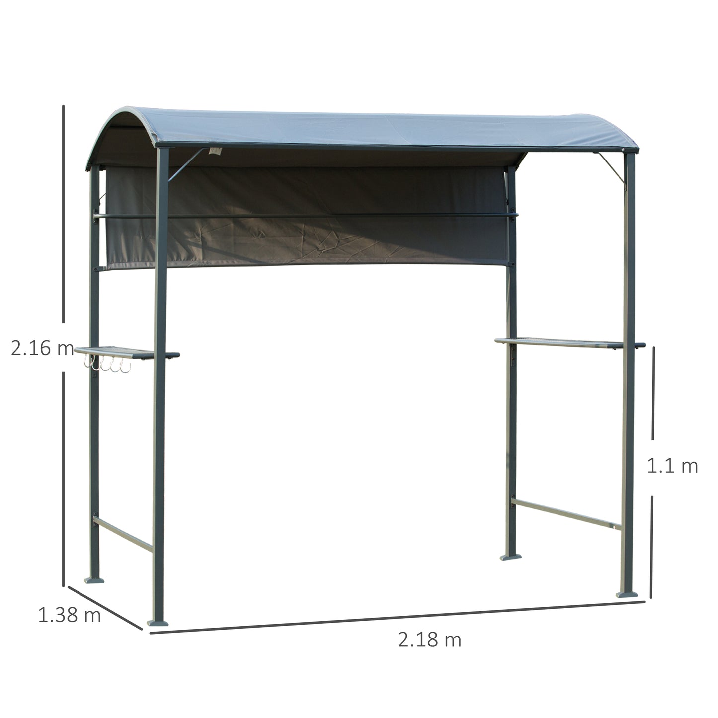 7ft Outdoor Double-tier BBQ Grill Canopy Gazebo w/ 2 Shelf, 5 Hooks