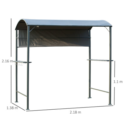 7ft Outdoor Double-tier BBQ Grill Canopy Gazebo w/ 2 Shelf, 5 Hooks