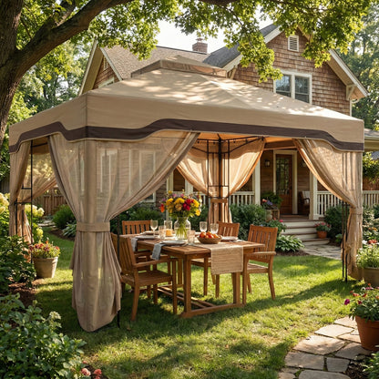 3 x 3.6 m Garden Gazebo with Shelves, UPF50+ Permanent Gazebo