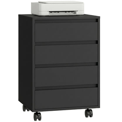 Mobile Filing Cabinet with 4 Drawers, Under Desk Storage Cabinet for Home Office, Black
