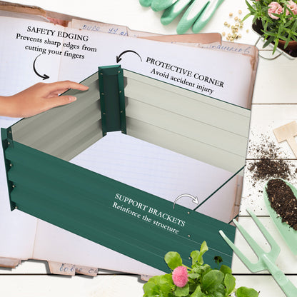 Galvanised Raised Bed for Garden, Outdoor Elevated Planter Box Green