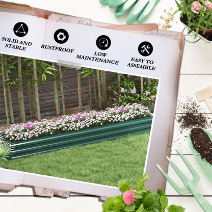 Galvanised Raised Bed for Garden, Outdoor Elevated Planter Box Green