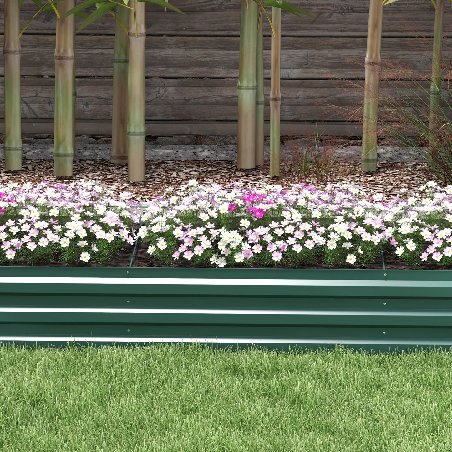Galvanised Raised Bed for Garden, Outdoor Elevated Planter Box Green