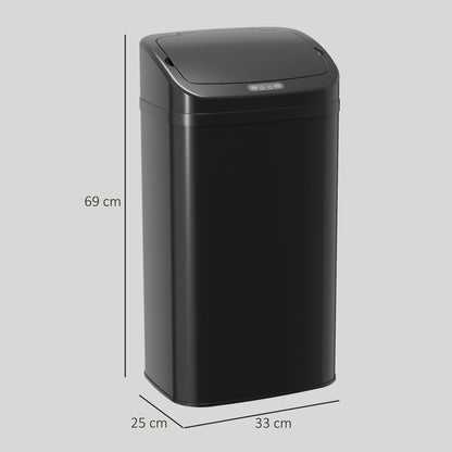 48L Sensor Bin, Stainless Steel Kitchen Bin with Automatic Soft Close Lid and Fingerprint-Proof for Recycling and Waste, Black