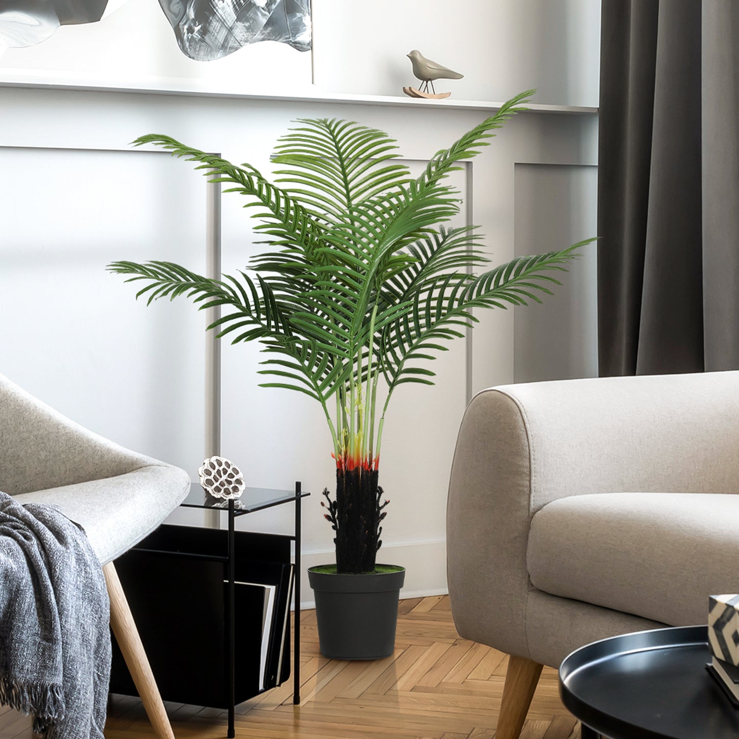 120cm Artificial Areca Palm Tree with PE Leaves and Flocked Soil
