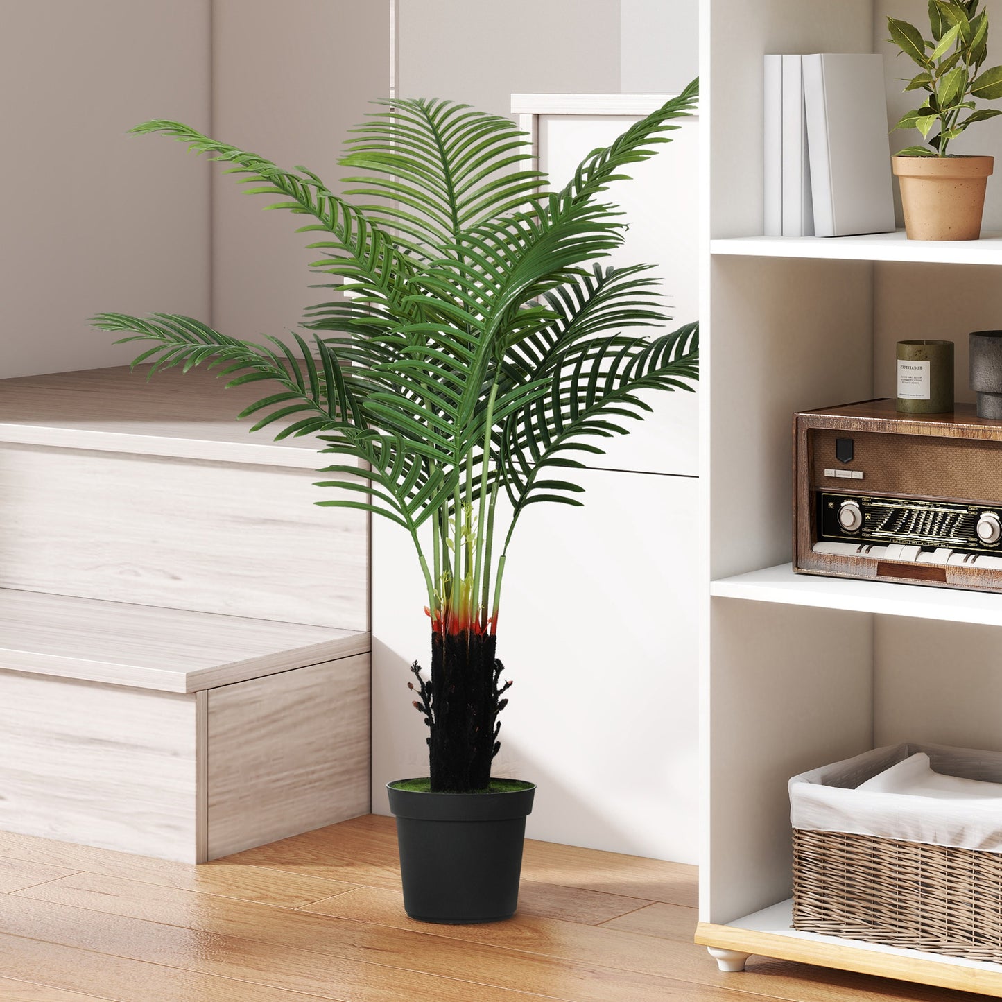 120cm Artificial Areca Palm Tree with PE Leaves and Flocked Soil
