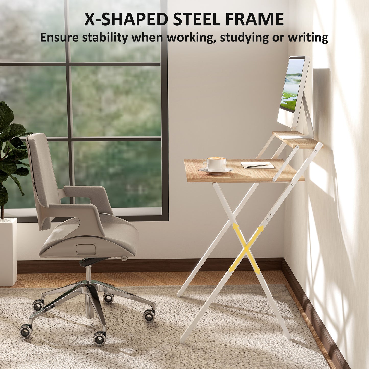 70 cm Folding Computer Desk for Small Spaces Bedroom Natural