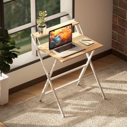 70 cm Folding Computer Desk for Small Spaces Bedroom Natural