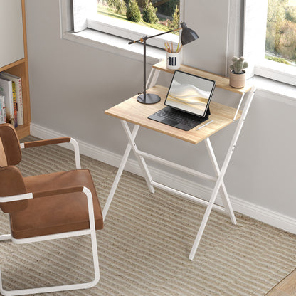 70 cm Folding Computer Desk for Small Spaces Bedroom Natural