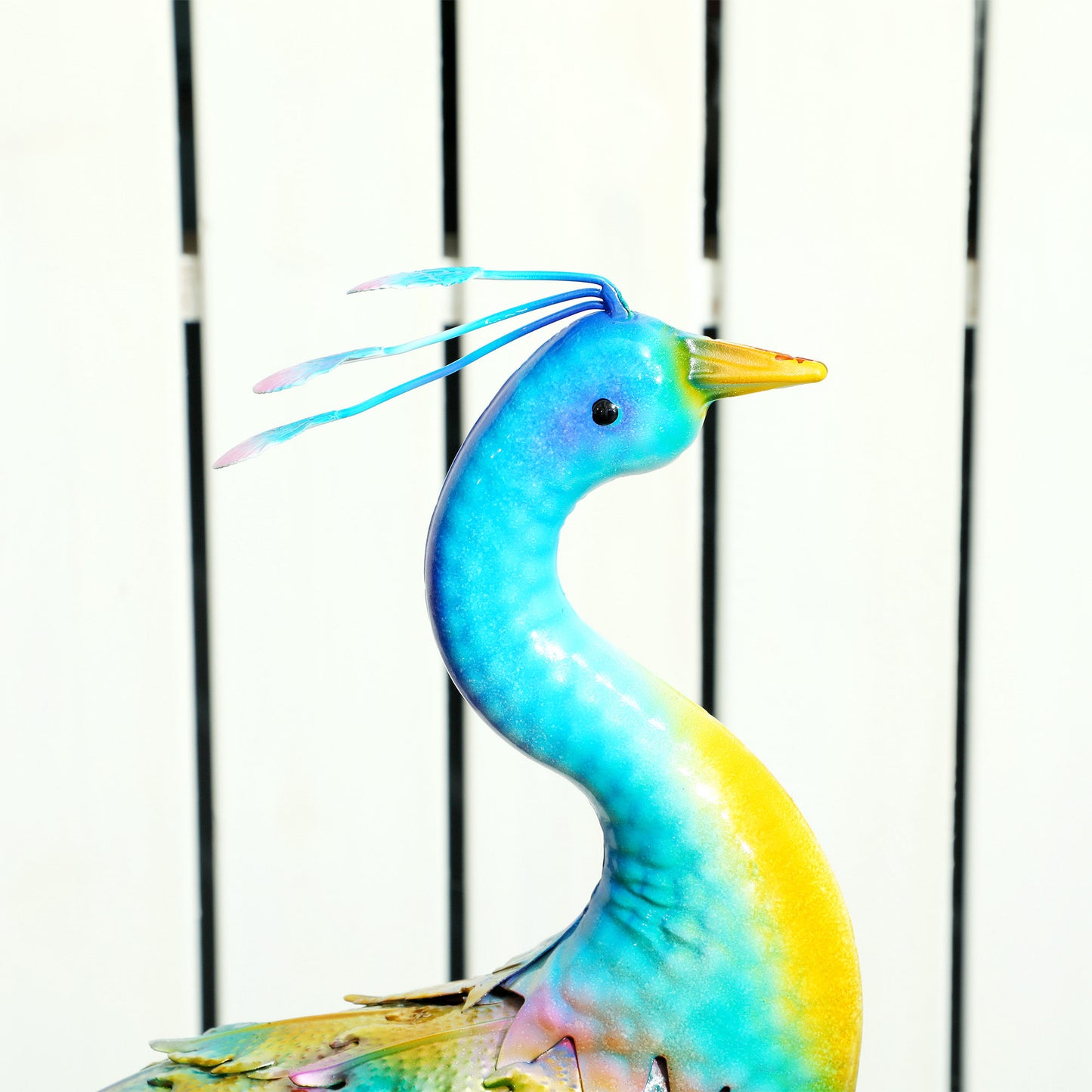Peacock Garden Statue, Metal Garden Gift with Stakes, Multi-Colour