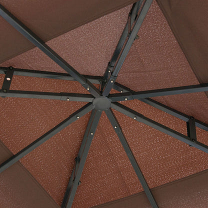3 x 3(m) Patio Gazebo Canopy Garden Pavilion Tent Shelter with 2 Tier Roof and Mosquito Netting, Steel Frame, Coffee