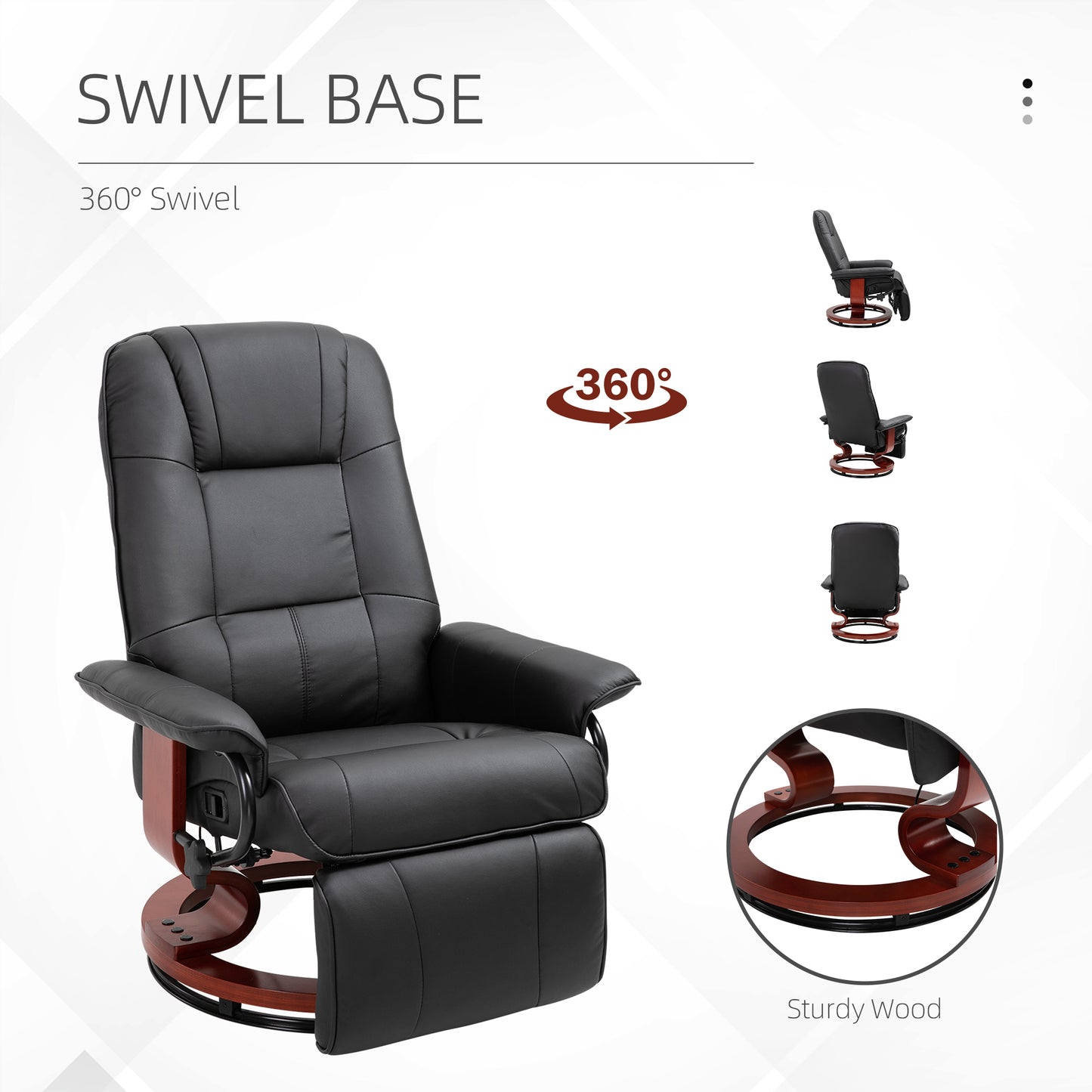 Ergonomic Office Recliner Sofa Chair PU Leather Armchair Lounger Black
