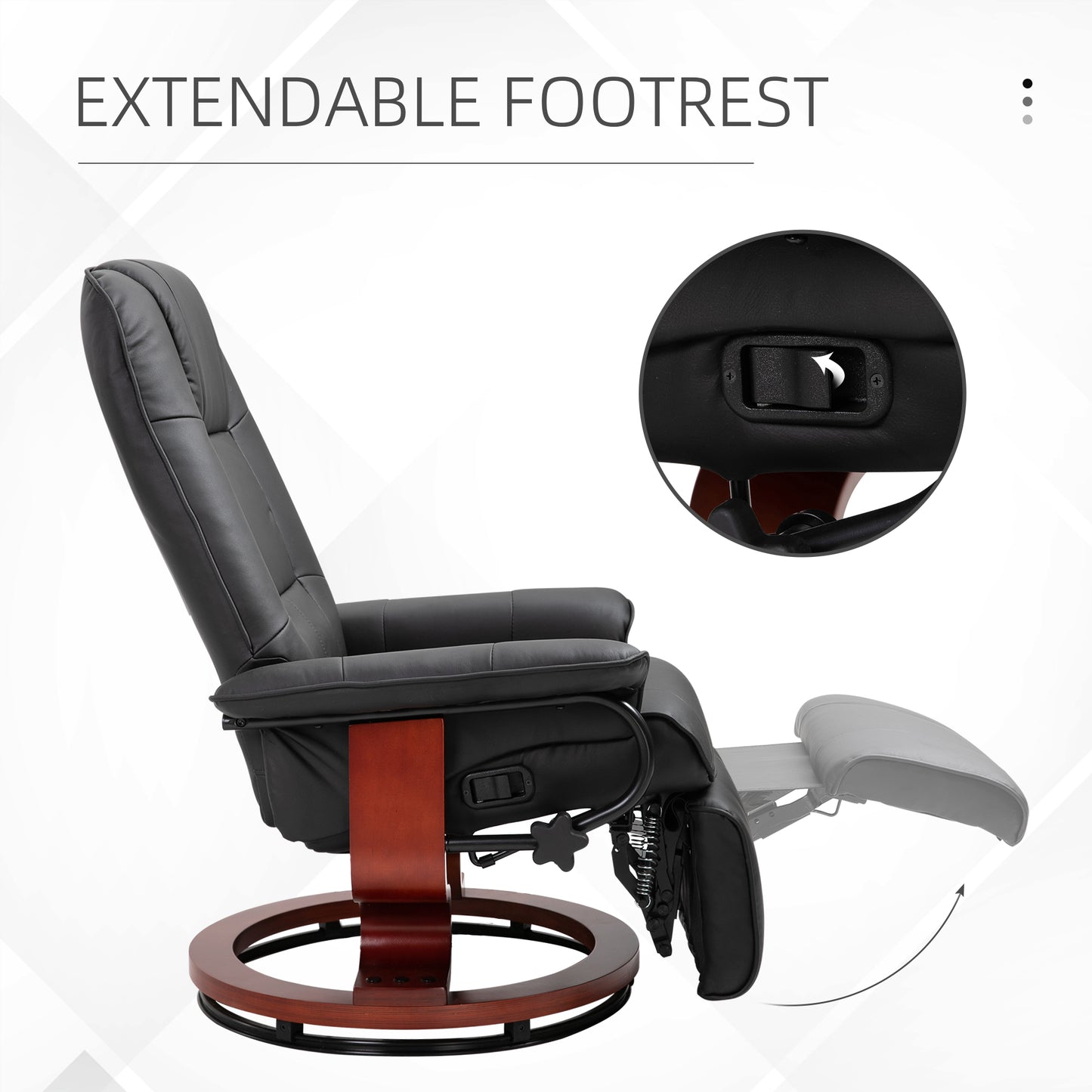 Ergonomic Office Recliner Sofa Chair PU Leather Armchair Lounger Black