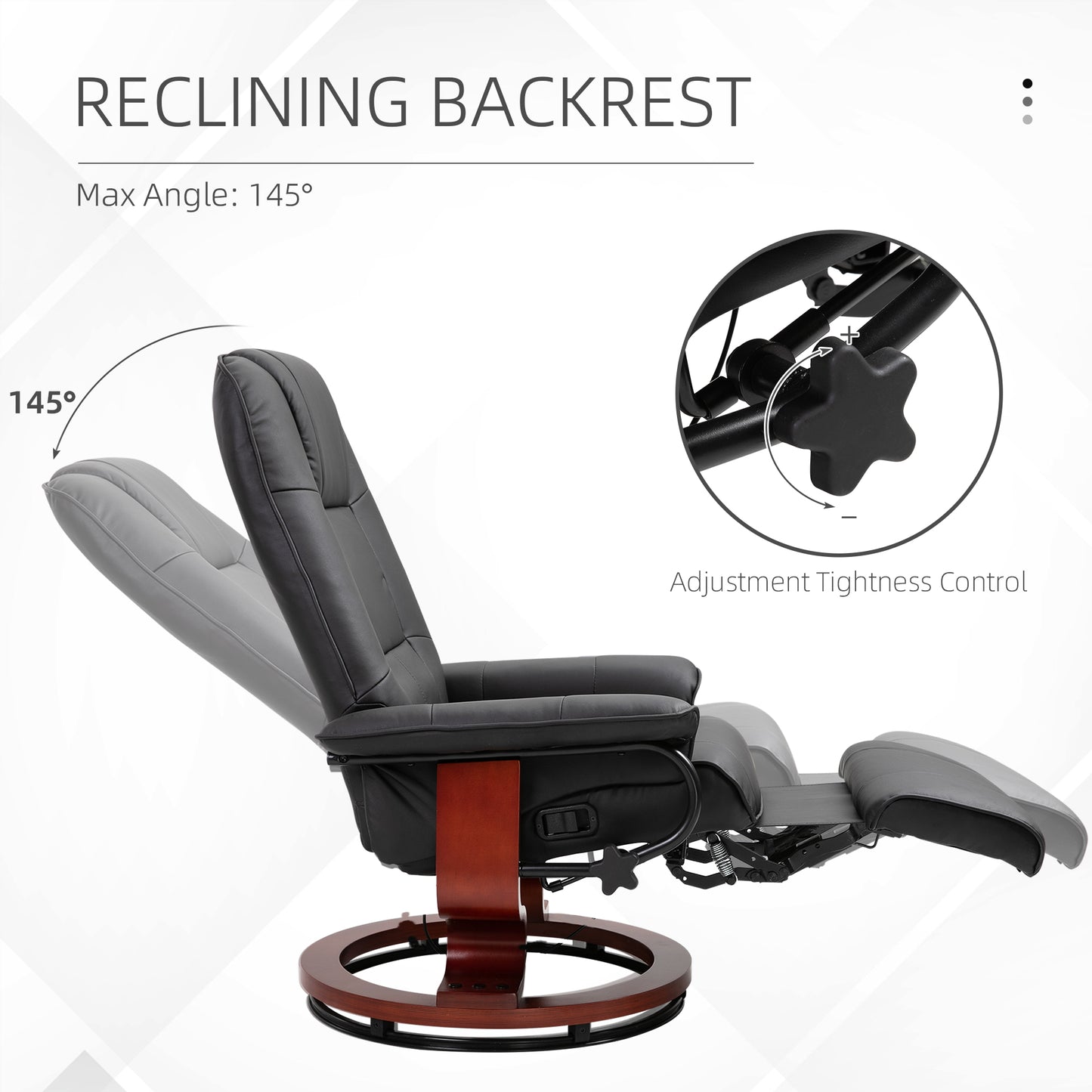 Ergonomic Office Recliner Sofa Chair PU Leather Armchair Lounger Black