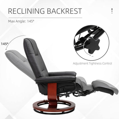 Ergonomic Office Recliner Sofa Chair PU Leather Armchair Lounger Black
