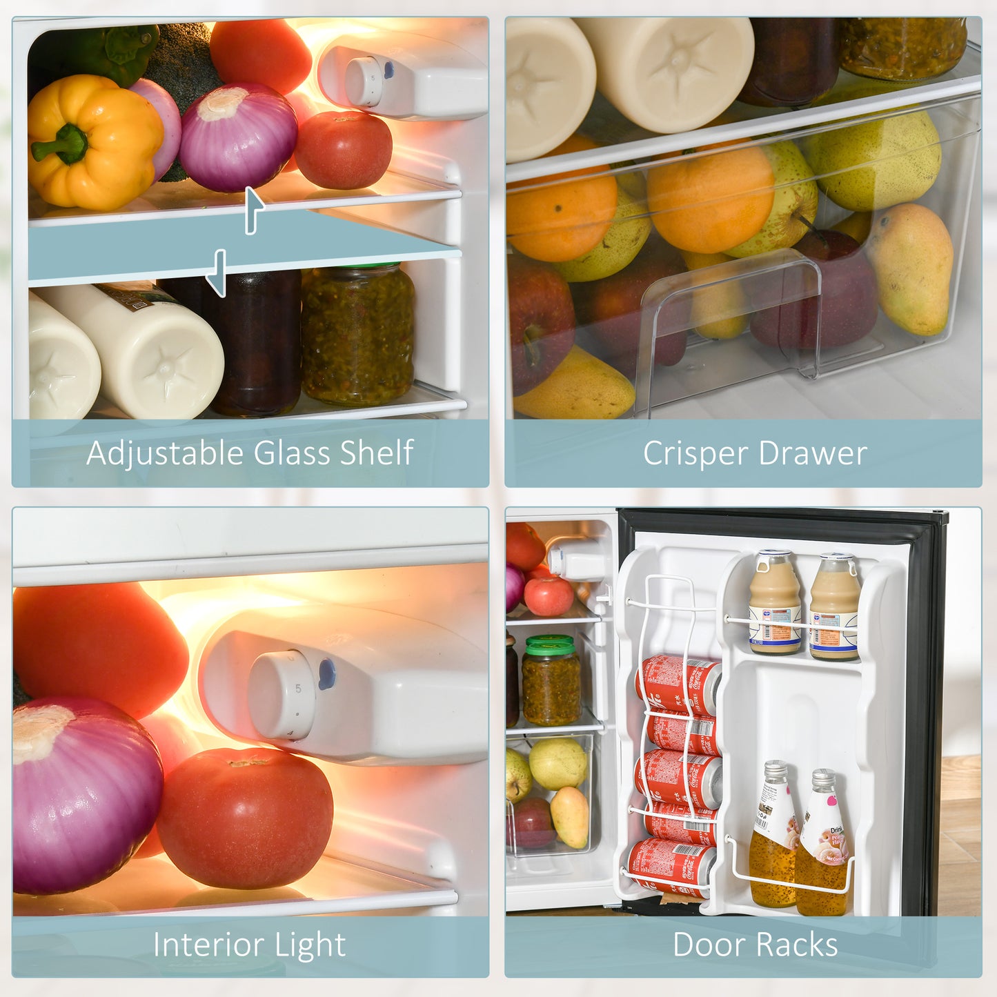 88L Small Fridge Freezer with 5-Setting Thermostat, Inner Light