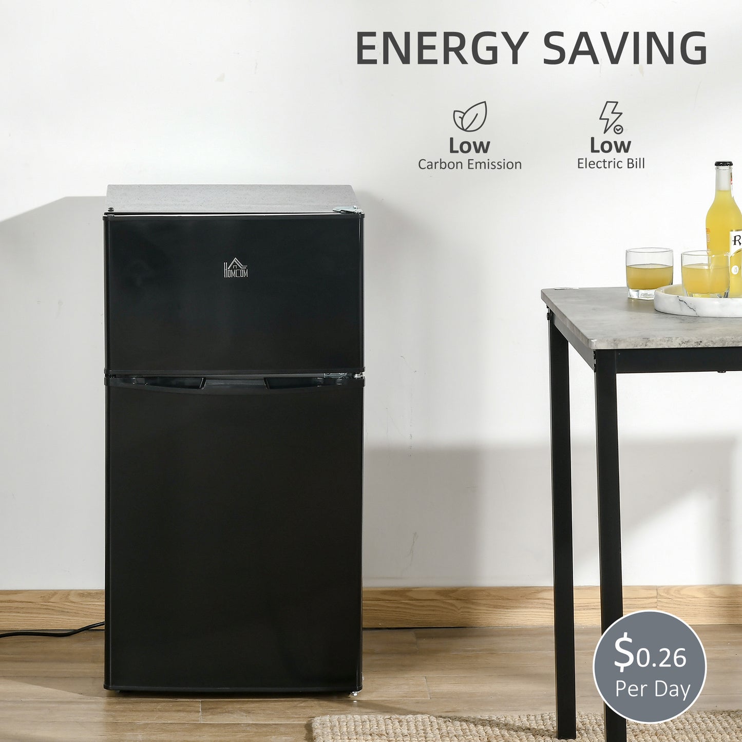 88L Small Fridge Freezer with 5-Setting Thermostat, Inner Light