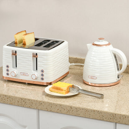 Toaster with 4 Slot, 7 Browning Levels, 1600W, White Ripple
