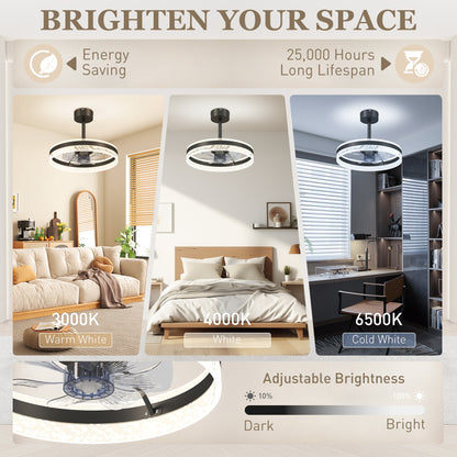 Ceiling Fan Light with 3 Colour, Timer, Reversible, Remote, Black