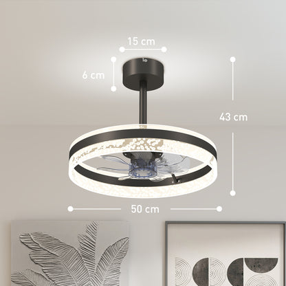 Ceiling Fan Light with 3 Colour, Timer, Reversible, Remote, Black