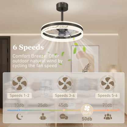Ceiling Fan Light with 3 Colour, Timer, Reversible, Remote, Black