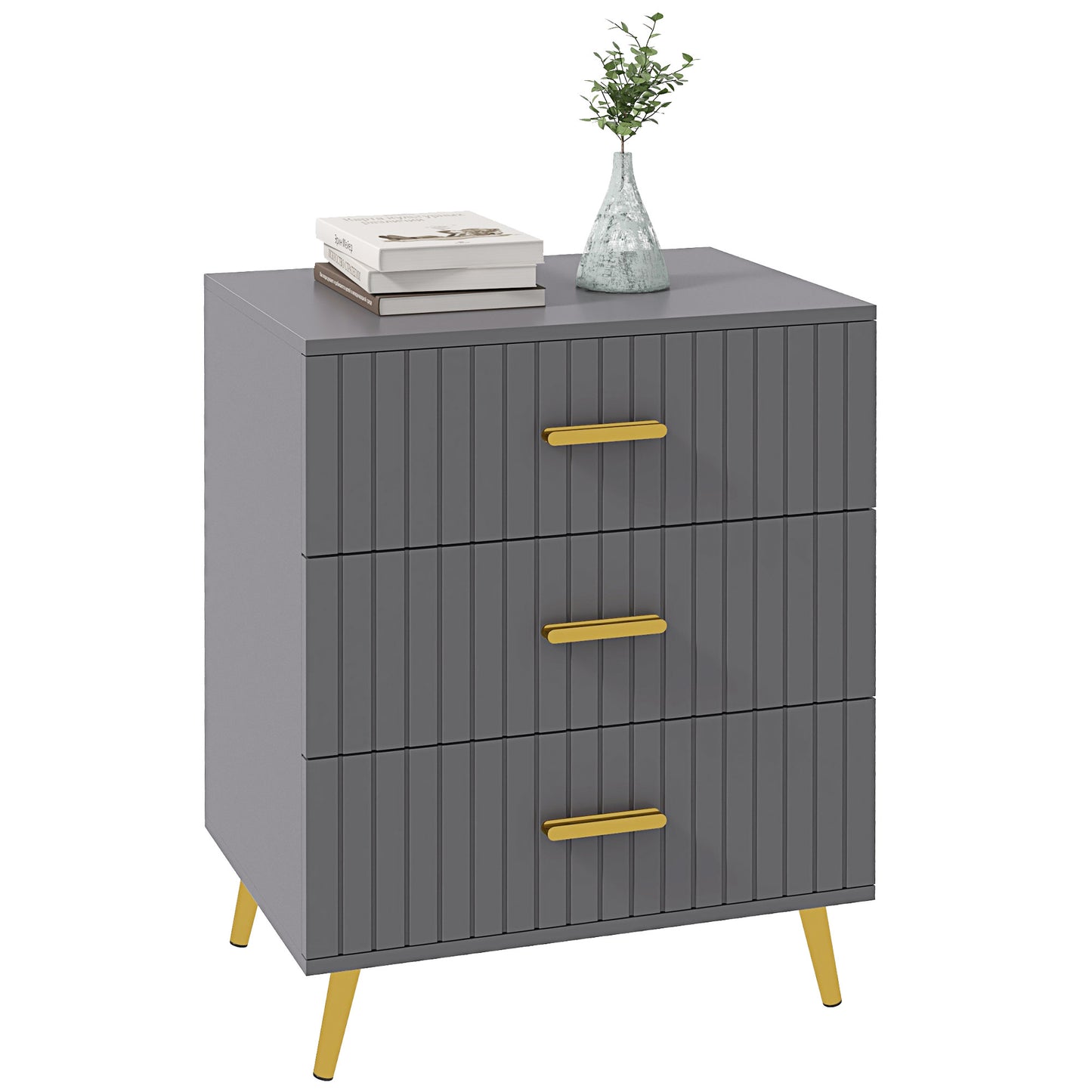 Bedroom Chest of Drawers, 3-Drawer Dresser with Aluminium Legs