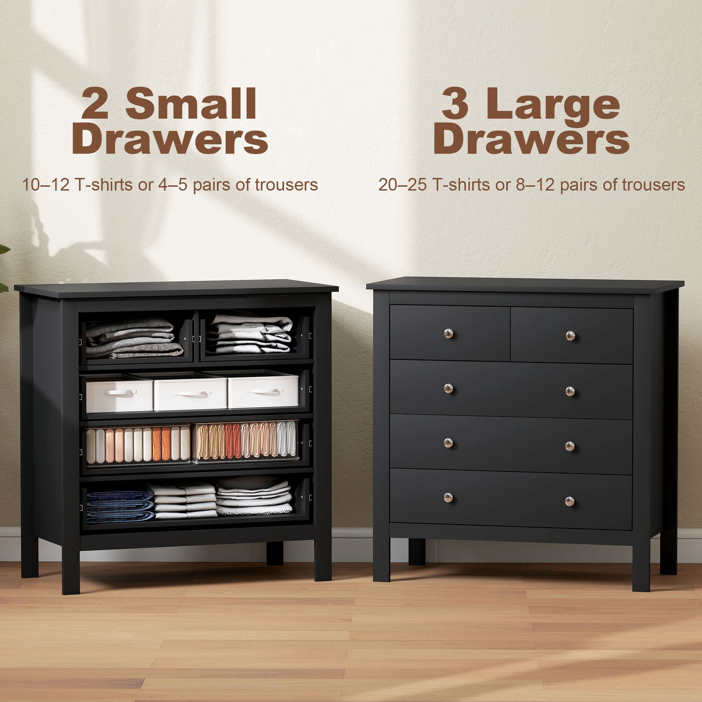 Modern Chest Of Drawers, 5 Drawer Unit Storage Chest for Bedroom