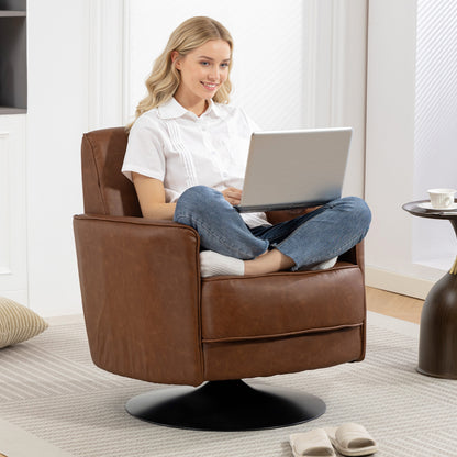 Upholstered PU Leather Armchair for Living Room, Brown
