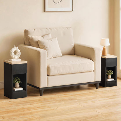 Bedside Tables Set of 2, Nightstands for Bedroom, Living Room, Black