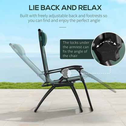 Zero Gravity Lounger Folding Recliner Chair w/ Cup Holder Green