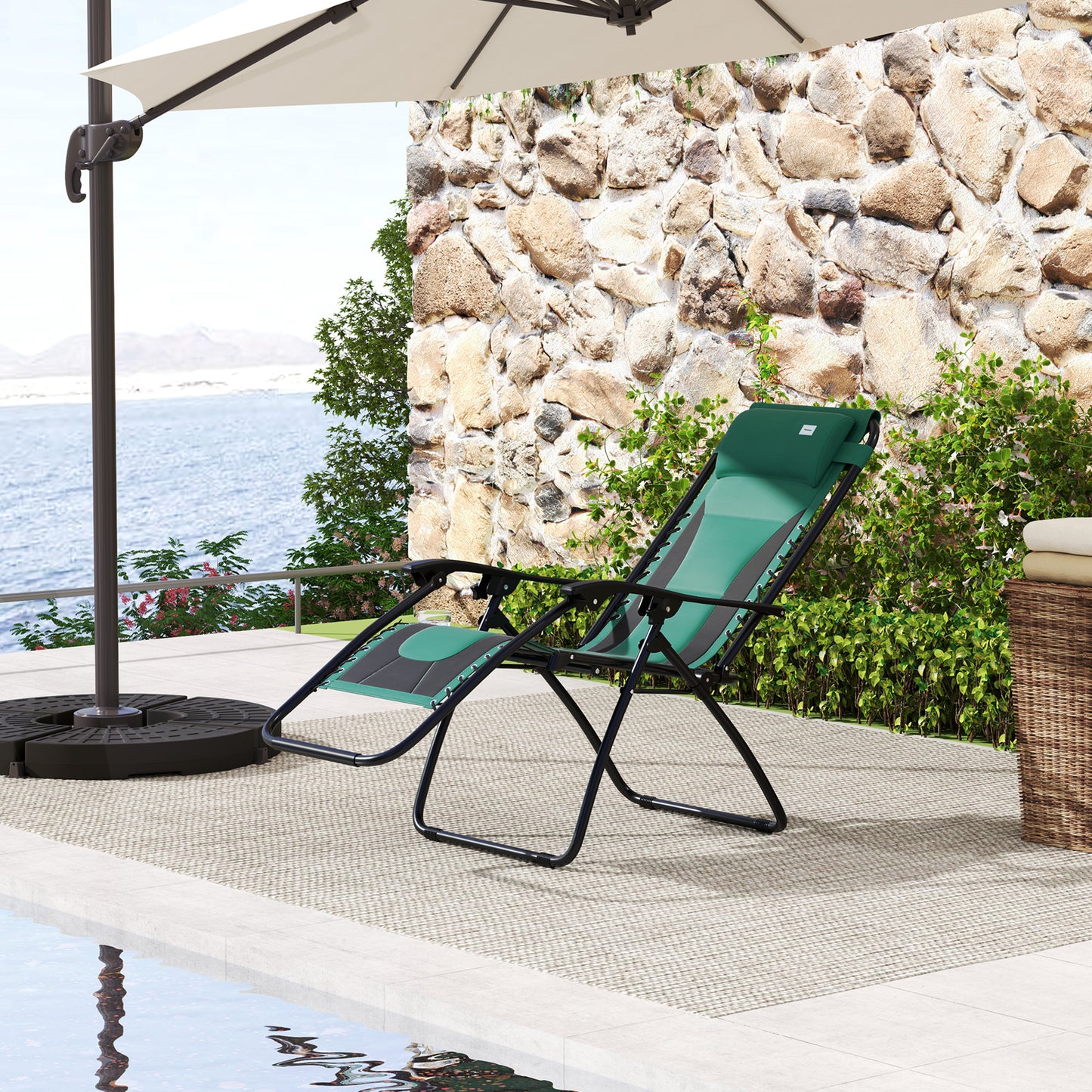 Zero Gravity Lounger Folding Recliner Chair w/ Cup Holder Green